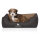 Knuffelwuff Orthopädisches Hundebett Outback aus laser-gestepptem Kunstleder S 70 x 50cm Schwarz/Cappuccino