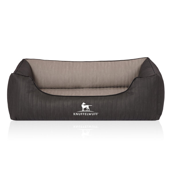 Knuffelwuff Orthopädisches Hundebett Outback aus laser-gestepptem Kunstleder S 70 x 50cm Schwarz/Grau