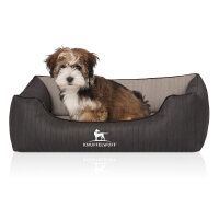 Knuffelwuff Orthopädisches Hundebett Outback aus laser-gestepptem Kunstleder S 70 x 50cm Schwarz/Grau
