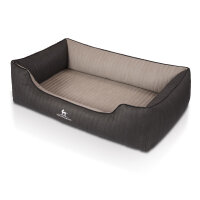 Knuffelwuff Orthopädisches Hundebett Outback aus laser-gestepptem Kunstleder S 70 x 50cm Schwarz/Grau