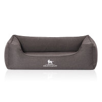 Knuffelwuff Orthopädisches Hundebett Leano aus Velours mit Handwebcharakter S 70 x 50cm Schwarz