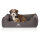 Knuffelwuff Orthopädisches Hundebett Leano aus Velours mit Handwebcharakter S 70 x 50cm Schwarz
