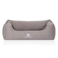 Knuffelwuff Orthopädisches Hundebett Leano aus Velours mit Handwebcharakter S 70 x 50cm Grau