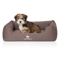 Knuffelwuff Orthopädisches Hundebett Leano aus Velours mit Handwebcharakter S 70 x 50cm Braun