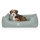 Knuffelwuff Orthopädisches Hundebett Luisa aus Velours mit feinem Handwebcharakter Sunshine Edition S 70 x 50cm Petrol