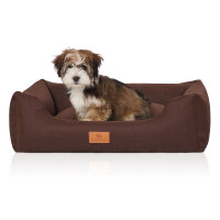 Knuffelwuff Hundebett Lotte aus Velours mit feinem Handwebcharakter S 70 x 50cm Braun