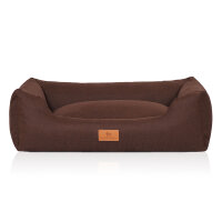 Knuffelwuff Hundebett Lotte aus Velours mit feinem Handwebcharakter S 70 x 50cm Braun