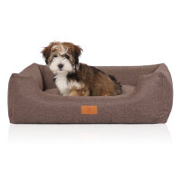 Knuffelwuff Hundebett Lotte aus Velours mit feinem Handwebcharakter S 70 x 50cm Graubraun
