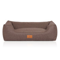 Knuffelwuff Hundebett Lotte aus Velours mit feinem Handwebcharakter S 70 x 50cm Graubraun