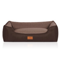 Knuffelwuff Hundebett Luke aus Velours mit feinem Handwebcharakter S 70 x 50cm Braun-Potatoe