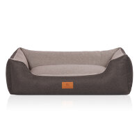 Knuffelwuff Hundebett Luke aus Velours mit feinem Handwebcharakter S 70 x 50cm Schwarz-Grau