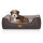 Knuffelwuff Hundebett Luke aus Velours mit feinem Handwebcharakter S 70 x 50cm Schwarz-Grau