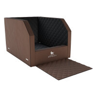 Knuffelwuff Cargo Hunde Auto Transportbox Sicherheit für den Hund und Sitzschutz für den Rücksitz Größe 2 - 60 x 78 x 50cm Braun/Schwarz