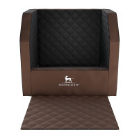Knuffelwuff Cargo Hunde Auto Transportbox Sicherheit für den Hund und Sitzschutz für den Vordersitz Größe 2 - 45 x 45 x 30cm Braun/Schwarz