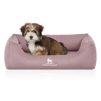 Knuffelwuff Orthopädisches Wasserabweisendes Hundebett Leon aus Velours mit Handwebcharakter S 70 x 50cm Rosa