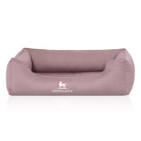 Knuffelwuff Orthopädisches Wasserabweisendes Hundebett Leon aus Velours mit Handwebcharakter S 70 x 50cm Rosa