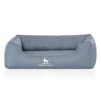 Knuffelwuff Orthopädisches Wasserabweisendes Hundebett Leon aus Velours mit Handwebcharakter S 70 x 50cm Hellblau