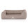 Knuffelwuff Orthopädisches Wasserabweisendes Hundebett Leon aus Velours mit Handwebcharakter S 70 x 50cm Beige/Grau