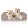 Knuffelwuff Orthopädisches Wasserabweisendes Hundebett Leon aus Velours mit Handwebcharakter XXL 120 x 85cm Beige/Grau