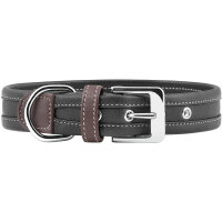 Knuffelwuff weiches Echtleder Hundehalsband Midpines Schwarz 45-52cm, 3,0cm