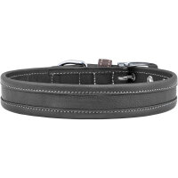 Knuffelwuff weiches Echtleder Hundehalsband Midpines Schwarz 45-52cm, 3,0cm