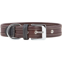 Knuffelwuff weiches Echtleder Hundehalsband Midpines Braun 45-52cm, 3,0cm