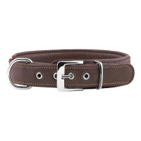 Knuffelwuff weiches Echtleder Hundehalsband Glendale Braun 43-50cm, 4cm