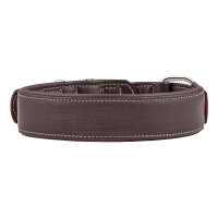 Knuffelwuff weiches Echtleder Hundehalsband Glendale Braun 43-50cm, 4cm