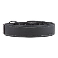 Knuffelwuff weiches Echtleder Hundehalsband Glendale Schwarz 38-45cm, 4cm