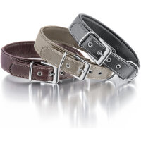Knuffelwuff weiches Echtleder Hundehalsband Glendale Schwarz 38-45cm, 4cm