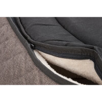 Knuffelwuff Orthopädisches Hundebett Lena aus Velours und Kunstleder mit hohem Schaumstoffrand M-L 70 x 50cm Braun/Beige