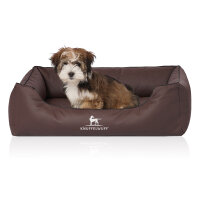 Knuffelwuff Orthopädisches Hundebett Madison aus laser-gestepptem Kunstleder S 70 x 50cm Braun