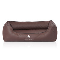 Knuffelwuff Orthopädisches Hundebett Madison aus laser-gestepptem Kunstleder S 70 x 50cm Braun