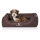 Knuffelwuff Orthopädisches Hundebett Madison aus laser-gestepptem Kunstleder S 70 x 50cm Braun