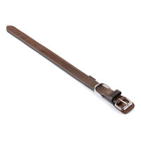 Knuffelwuff weiches Echtleder Hundehalsband mit Schnallenschutz Detroit Braun 60-68cm, 4,5cm