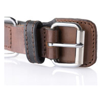 Knuffelwuff weiches Echtleder Hundehalsband mit Schnallenschutz Detroit Braun 35-43cm, 3,2cm