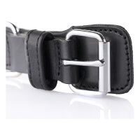Knuffelwuff weiches Echtleder Hundehalsband mit Schnallenschutz Detroit Schwarz 50-58cm, 3,8cm