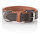 Knuffelwuff weiches Echtleder Hundehalsband mit Schnallenschutz Detroit Braun/Orangebraun 35-43cm, 3,2cm