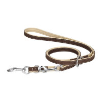 Knuffelwuff weiche verstellbare Nubuk-Echtleder Hundeleine Orlando Braun/Beige, Länge 200cm, Breite 1,2cm