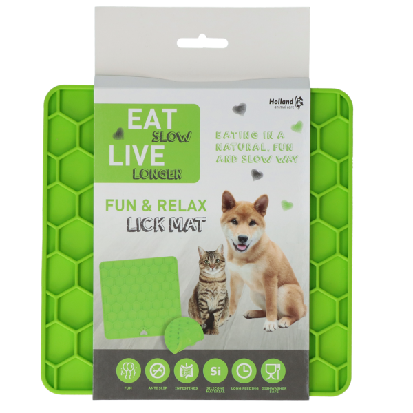 Eat Slow Live Longer Lick Mat Honeycomb Grün