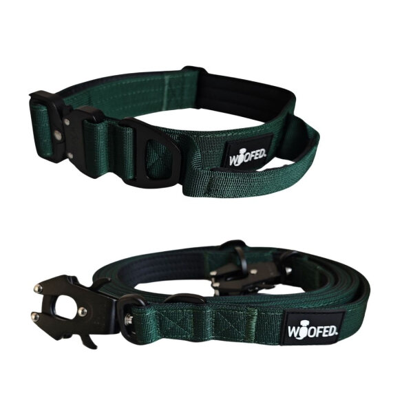 Nylon Halsband-Leine-Set Dark Green ultraleicht