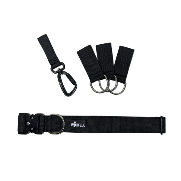 Gassigürtel Deep Black - verstellbar mit taktischer Schnalle - ultraleicht