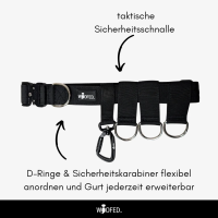 Gassigürtel Deep Black - verstellbar mit taktischer Schnalle - ultraleicht