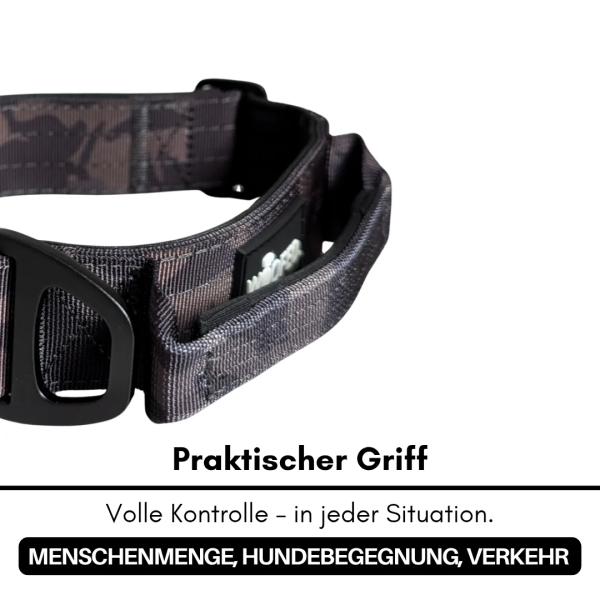 taktisches Nylon Halsband Black Camo - ultraleicht