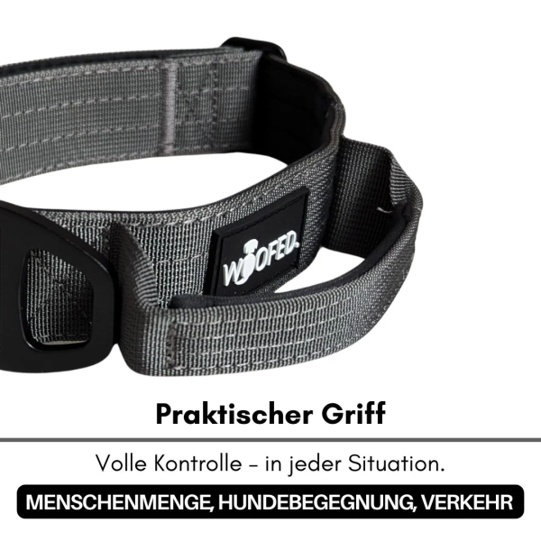 taktisches Nylon Halsband mit Griff Anthracite - ultraleicht