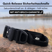 taktisches Nylon Halsband mit Griff Deep Black - ultraleicht