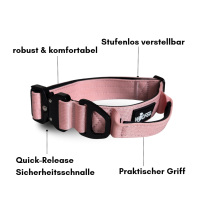 taktisches Nylon Halsband mit Griff Dusty Rose - ultraleicht