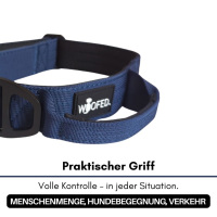 taktisches Nylon Halsband mit Griff Midnight Blue - ultraleicht