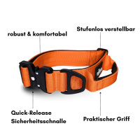 taktisches Nylon Halsband Safety Orange - ultraleicht