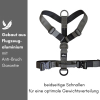 Y-Hundegeschirr 4fach-verstellbar mit Griff und Sicherheitsschnallen Anthracite - ultraleicht